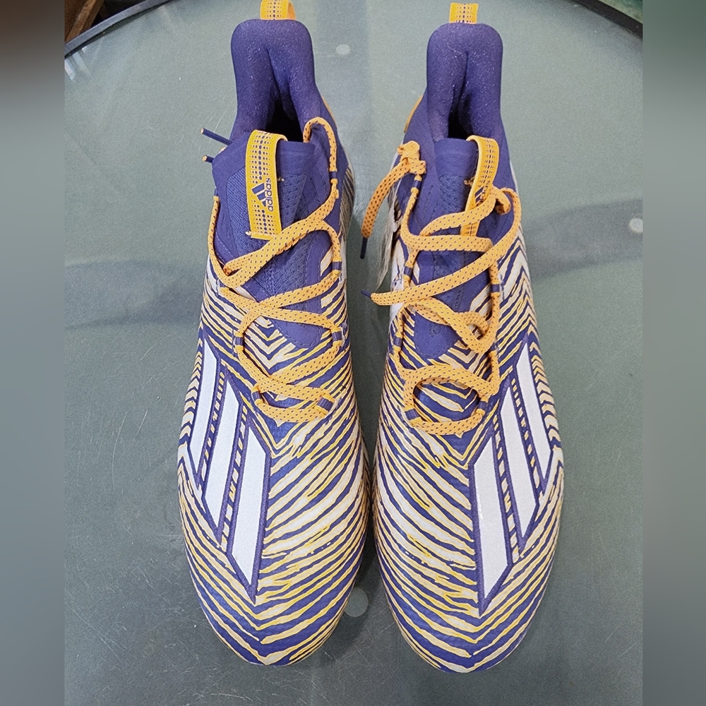 NEW Adidas Adizero Football Cleats Men’s Size 14 Purple Yellow NWT - Picture 5 of 9
